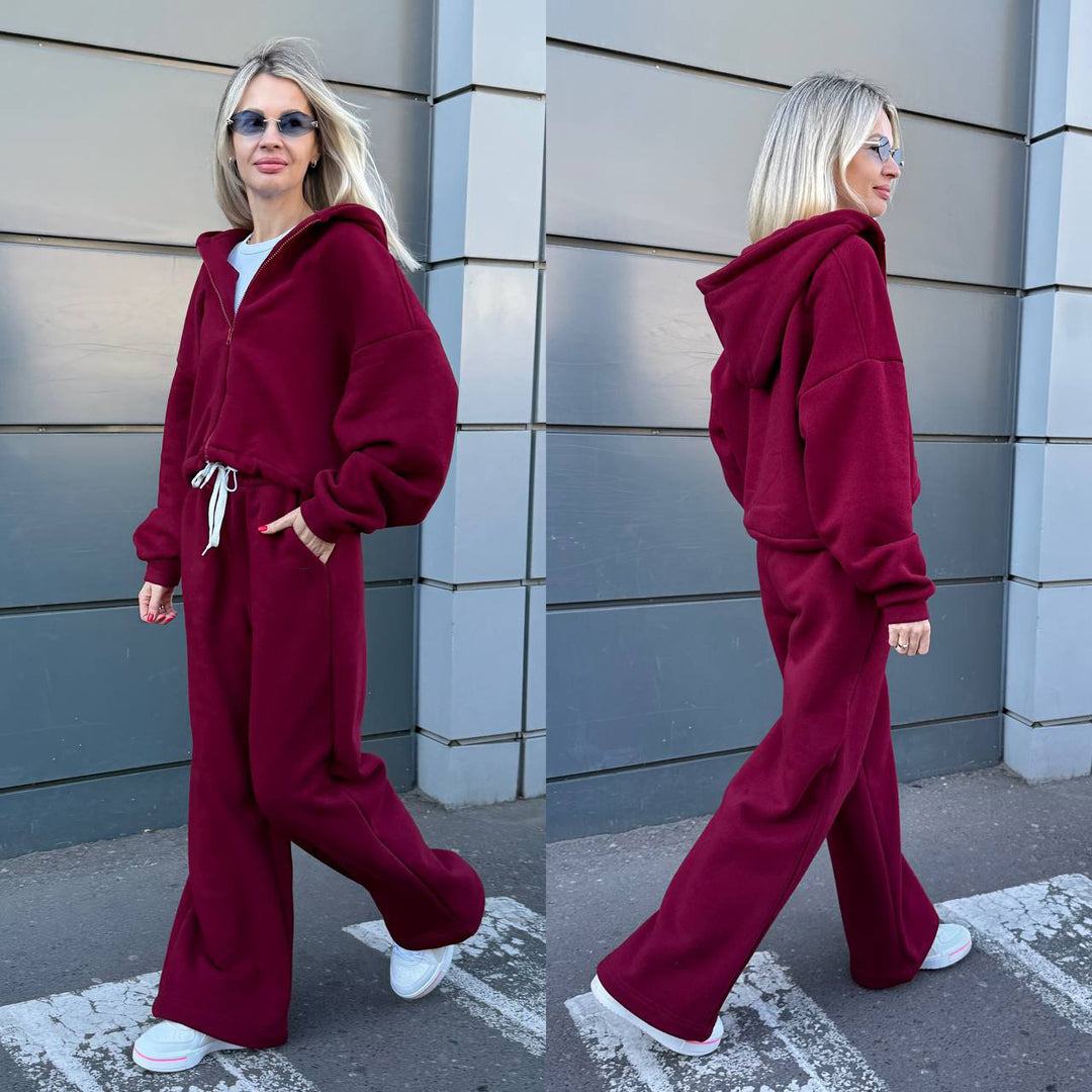 Kvinnors Oversized Hoodie och Vida Byxor Set Mirlaigt-Eva Jonsson