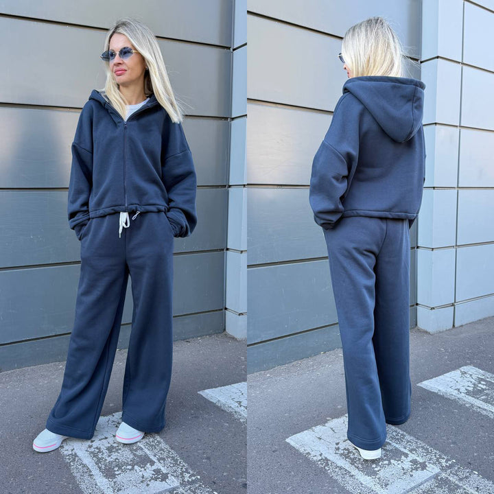 Kvinnors Oversized Hoodie och Vida Byxor Set Mirlaigt-Eva Jonsson