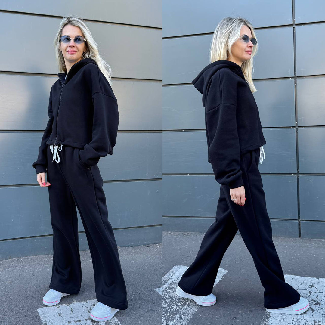 Kvinnors Oversized Hoodie och Vida Byxor Set Mirlaigt-Eva Jonsson