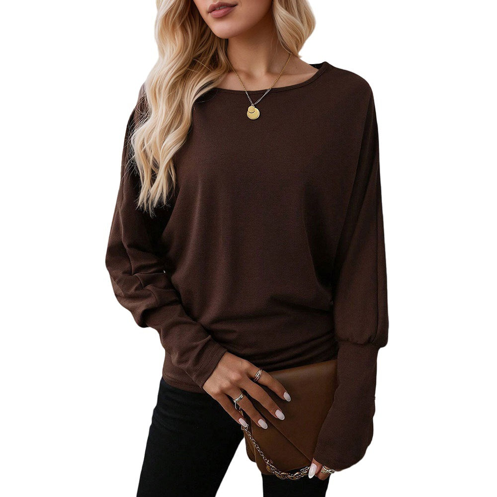Kvinnors Oversized Långärmad Skjorta med Elegant Rund Halsringning och Avslappnad Design Mirla-Eva Jonsson