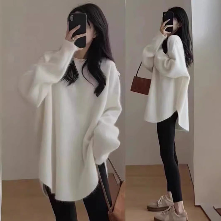 Kvinnors Oversized Mysig Tröja med Texturerad Yta och Avslappnad Skärning Mirla-Eva Jonsson