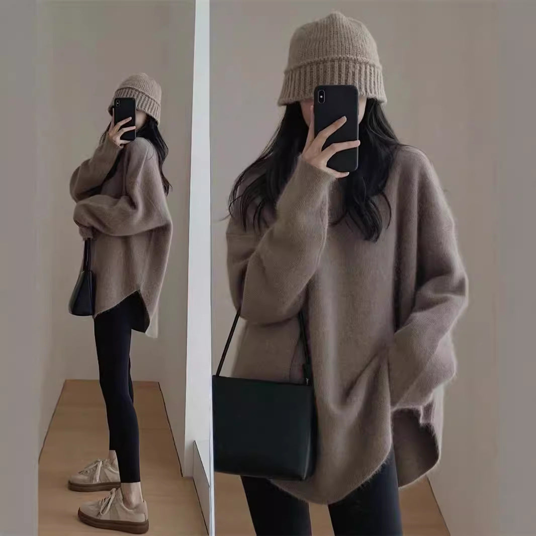 Kvinnors Oversized Mysig Tröja med Texturerad Yta och Avslappnad Skärning Mirla-Eva Jonsson