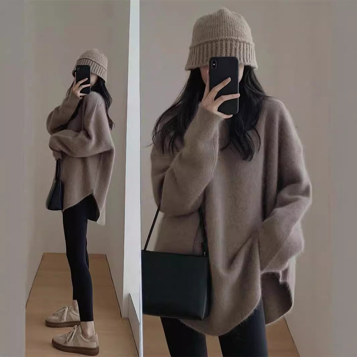 Kvinnors Oversized Mysig Tröja med Texturerad Yta och Avslappnad Skärning Mirla-Eva Jonsson