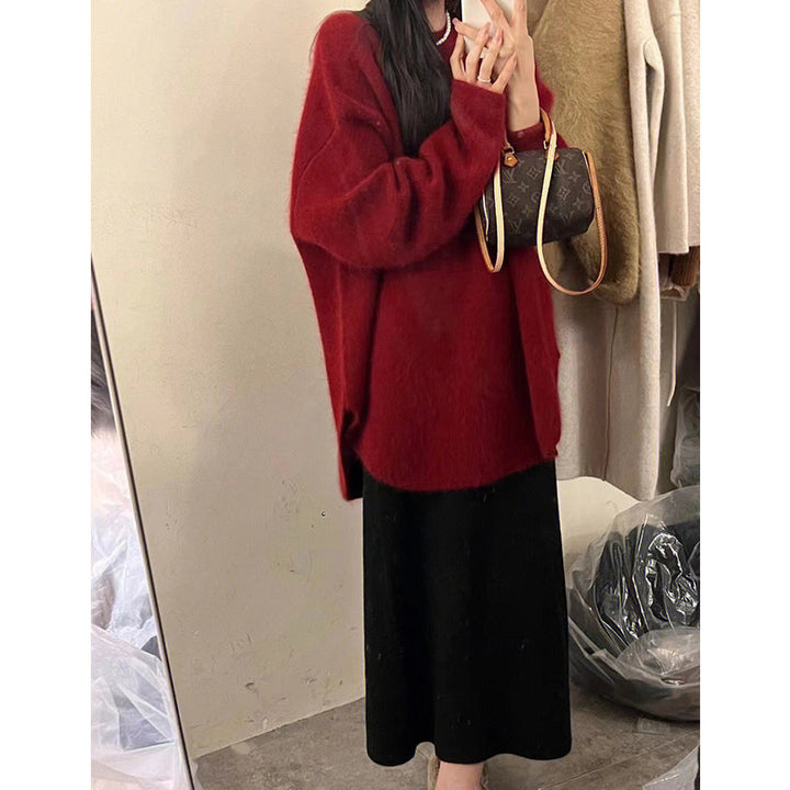 Kvinnors Oversized Mysig Tröja med Texturerad Yta och Avslappnad Skärning Mirla-Eva Jonsson