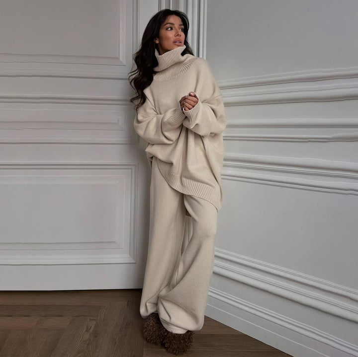 Kvinnors Oversized Stickad Tröja med Hög Krage Mirla-Eva Jonsson