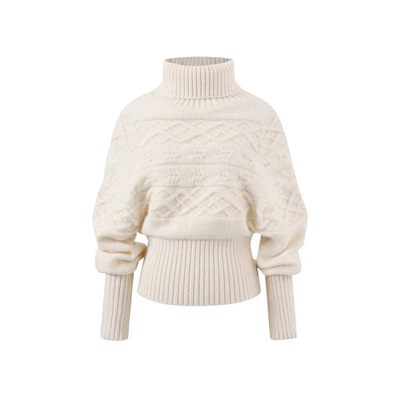 Kvinnors Oversized Stickad Tröja med Hög Krage och Texturerad Design Mirla-Eva Jonsson