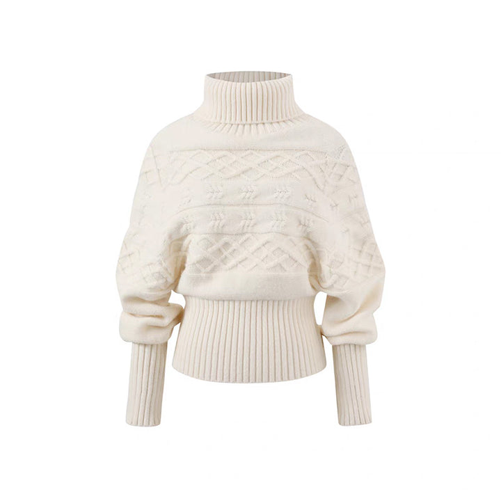 Kvinnors Oversized Stickad Tröja med Hög Krage och Texturerad Design Mirla-Eva Jonsson