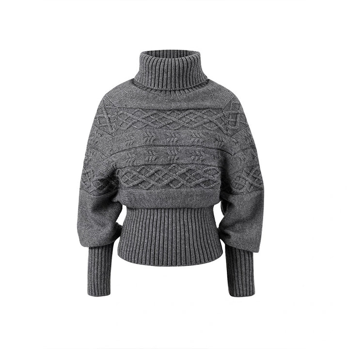 Kvinnors Oversized Stickad Tröja med Hög Krage och Texturerad Design Mirla-Eva Jonsson