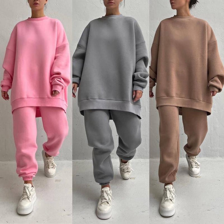 Kvinnors Oversized Sweatset med Hög Krage och Avslappnad Passform-Eva Jonsson