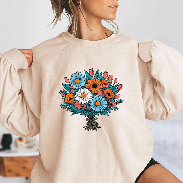 Kvinnors Oversized Sweatshirt med Blommiga Grafikdetaljer Mirla-Eva Jonsson