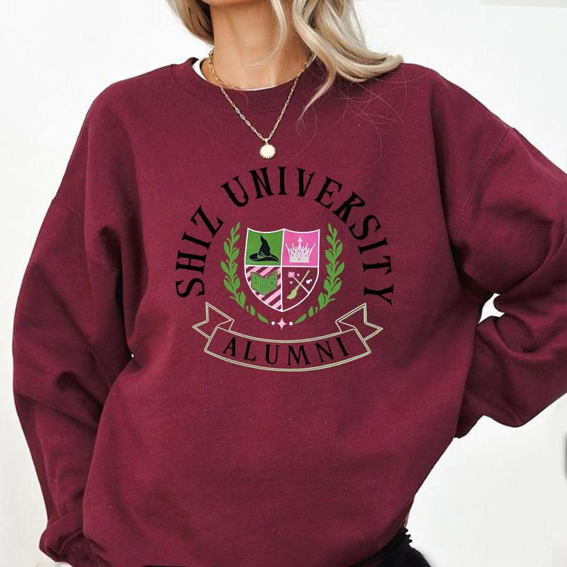 Kvinnors Oversized Sweatshirt med Universitetsemblem och Avslappnad Skärning Mirla-Eva Jonsson
