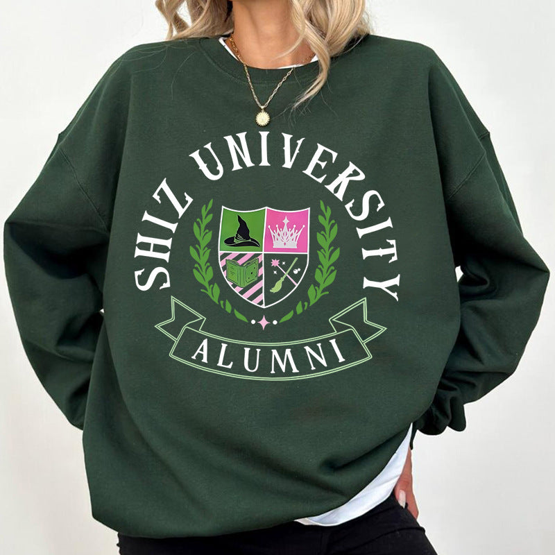 Kvinnors Oversized Sweatshirt med Universitetsemblem och Avslappnad Skärning Mirla-Eva Jonsson
