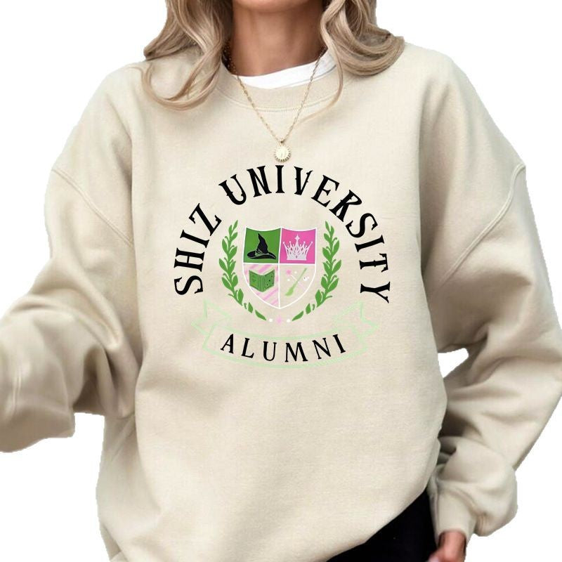 Kvinnors Oversized Sweatshirt med Universitetsemblem och Avslappnad Skärning Mirla-Eva Jonsson