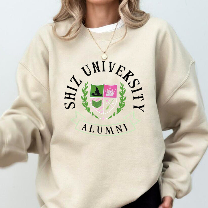 Kvinnors Oversized Sweatshirt med Universitetsemblem och Avslappnad Skärning Mirla-Eva Jonsson