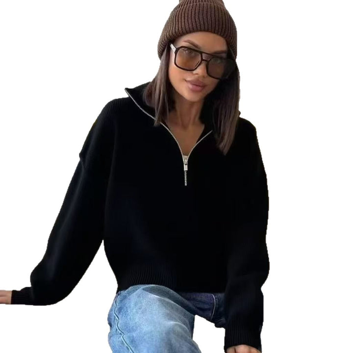 Kvinnors Oversized Tröja med Hög Krage och Dragkedja Mirla-Eva Jonsson