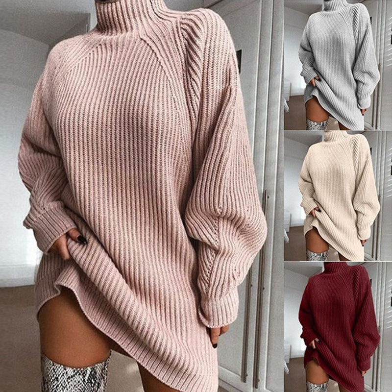 Kvinnors Oversized Tröja med Hög Krage och Texturerat Stickat Mönster Mirla-Eva Jonsson