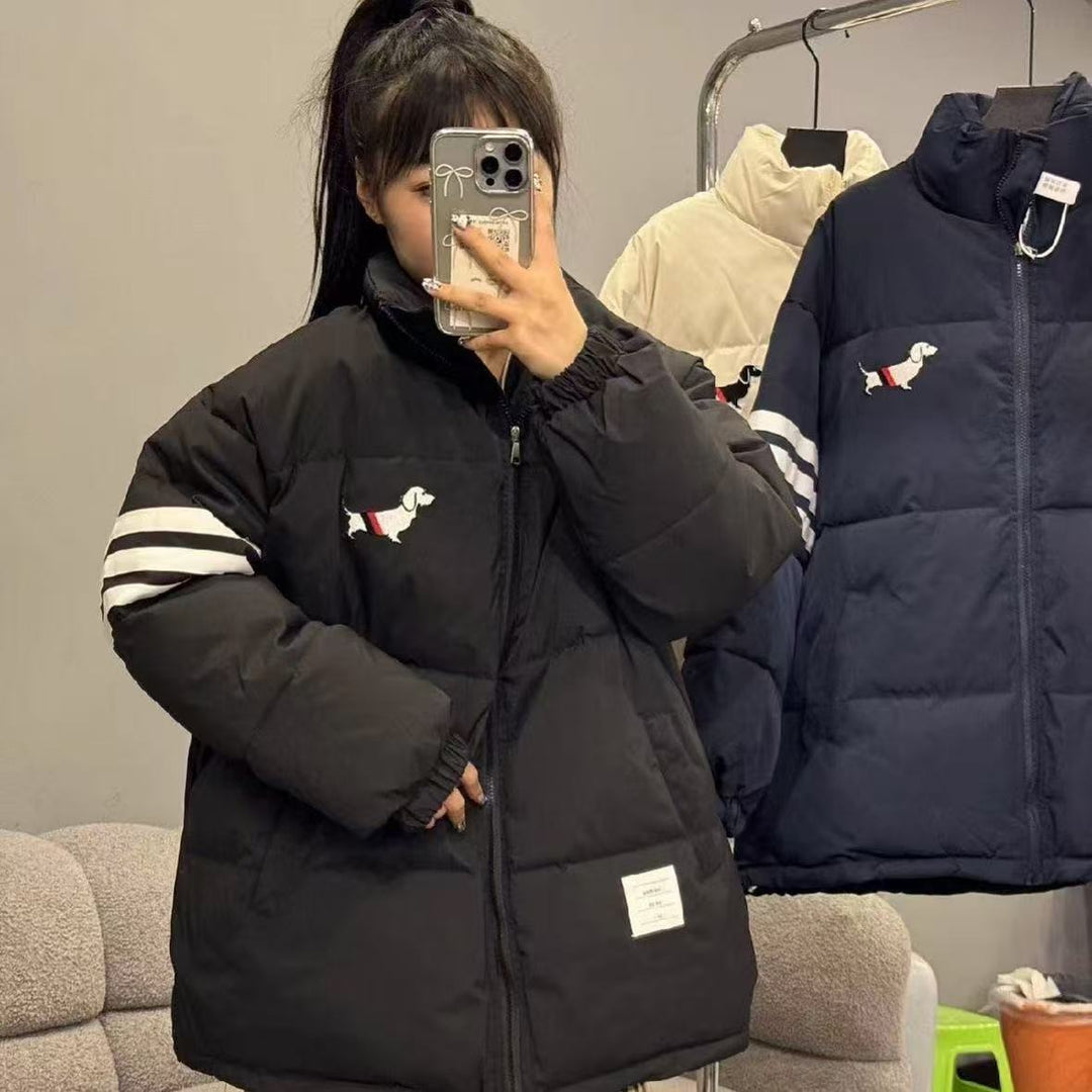 Kvinnors Oversized Vinterjacka med Stickat Mönster Mirla-Eva Jonsson