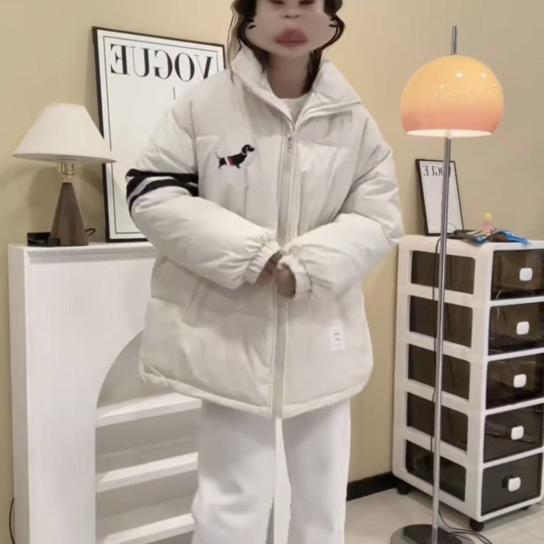 Kvinnors Oversized Vinterjacka med Stickat Mönster Mirla-Eva Jonsson