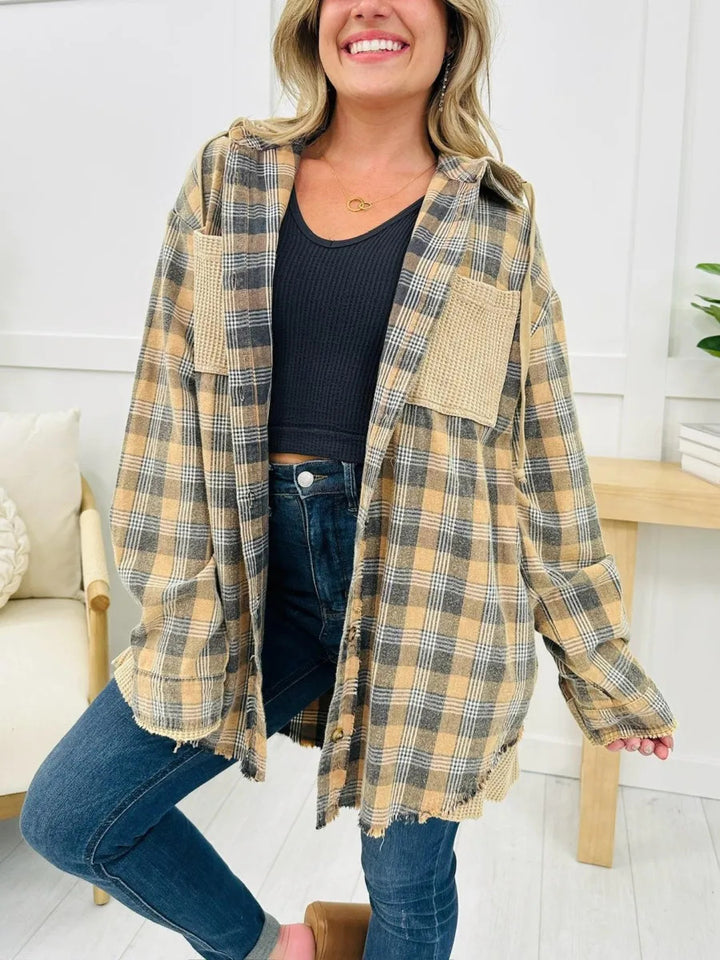 Kvinnors Oversized rutig skjorta jacka med fransdetaljer Mirla-Eva Jonsson