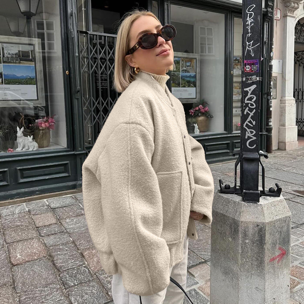 Kvinnors Överstor Fleecejacka med Knäppning Mirla-Eva Jonsson
