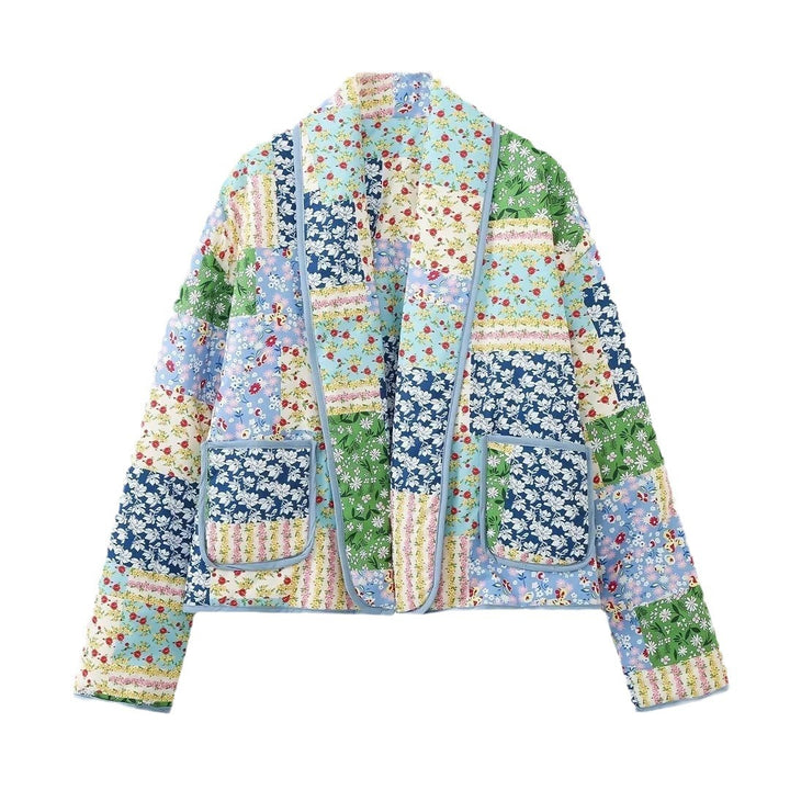 Kvinnors Patchwork Kimono Jacka i Romantisk Design med Praktiska Fickor Mirla-Eva Jonsson