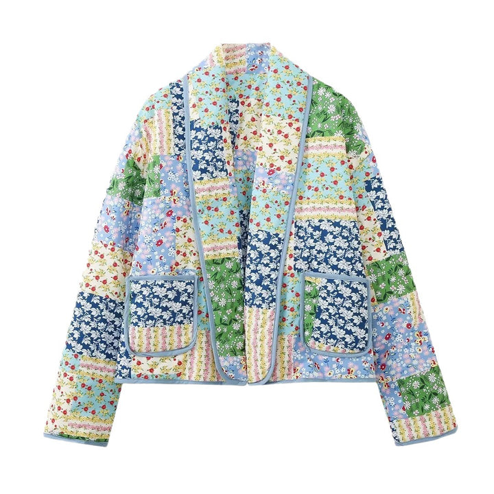 Kvinnors Patchwork Kimono Jacka i Romantisk Design med Praktiska Fickor Mirla-Eva Jonsson