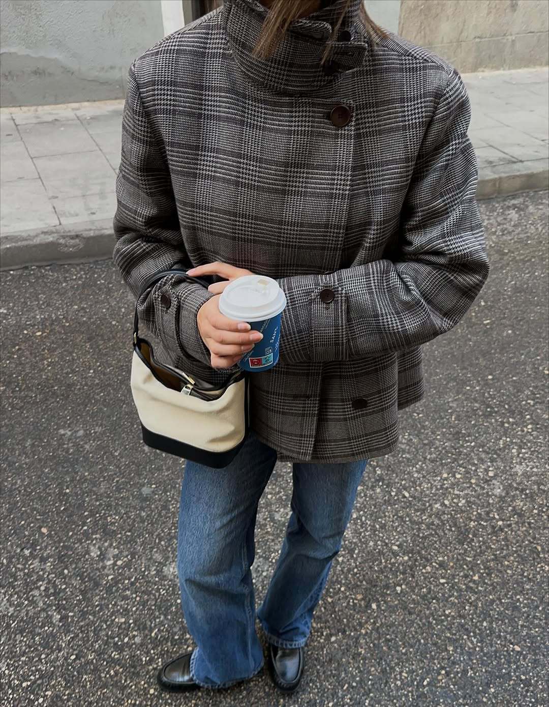 Kvinnors Rutigt Oversized Jacka med Hög Krage Mirla-Eva Jonsson