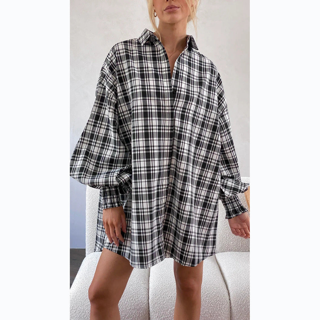Kvinnors Rutigt Oversized Skjorta med Avslappnad Skärning Mirla-Eva Jonsson