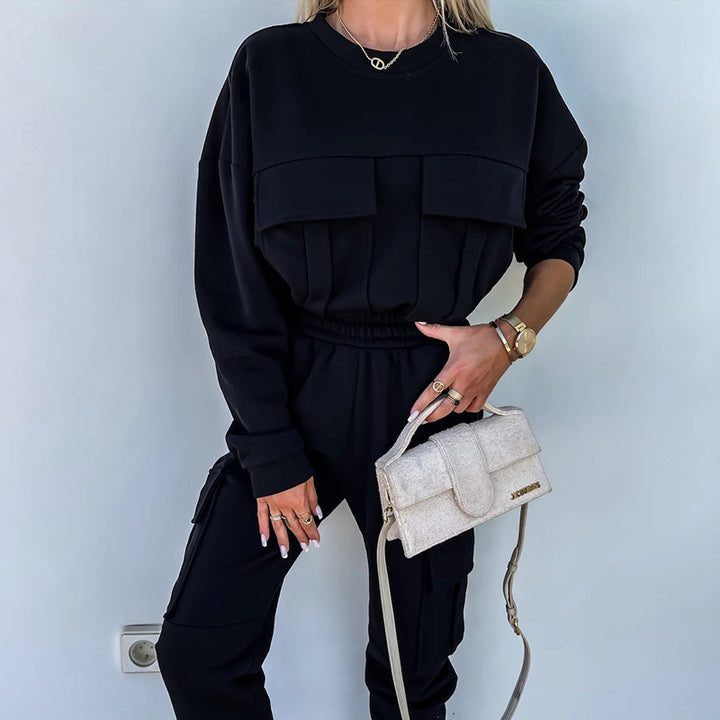 Kvinnors Sport Fritidsset med Stilrena Fickor och Elastisk Midja Mirla-Eva Jonsson