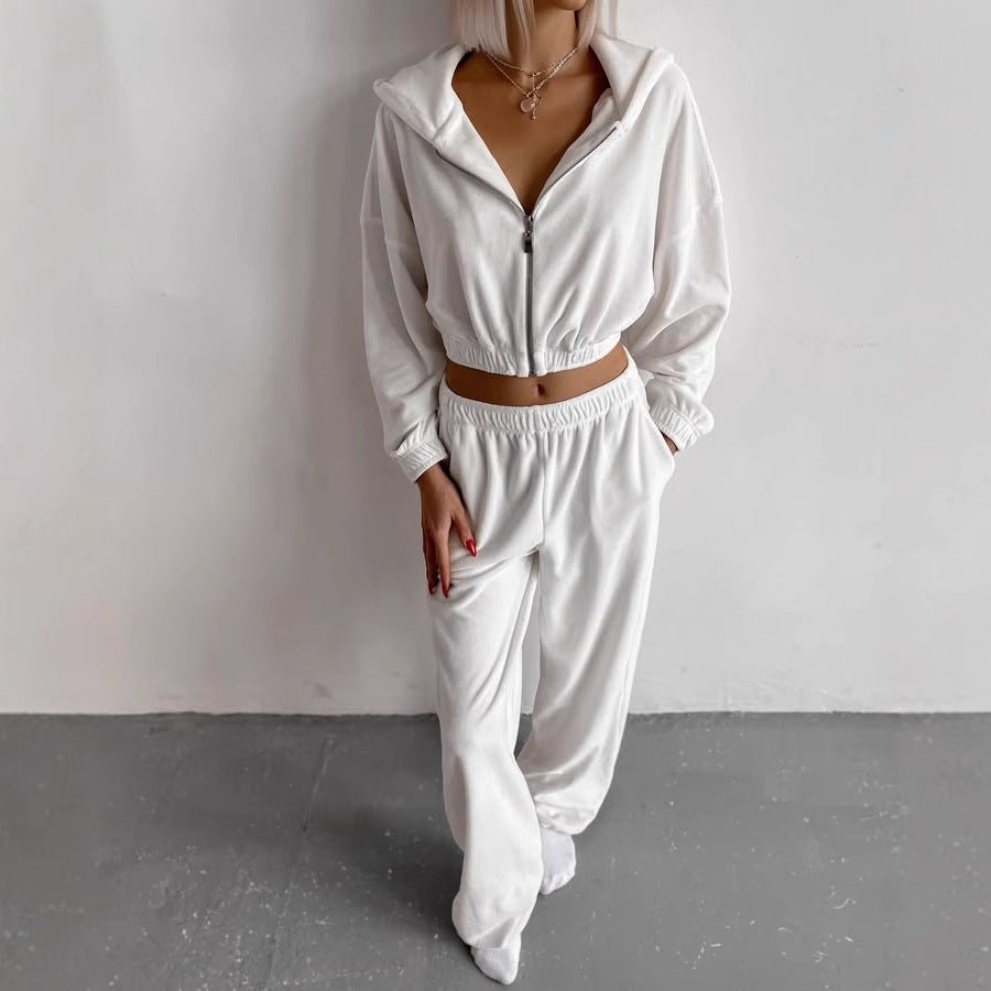 Kvinnors Sportig Fleece Set med Dragkedja och Elastisk Midja Mirla-Eva Jonsson