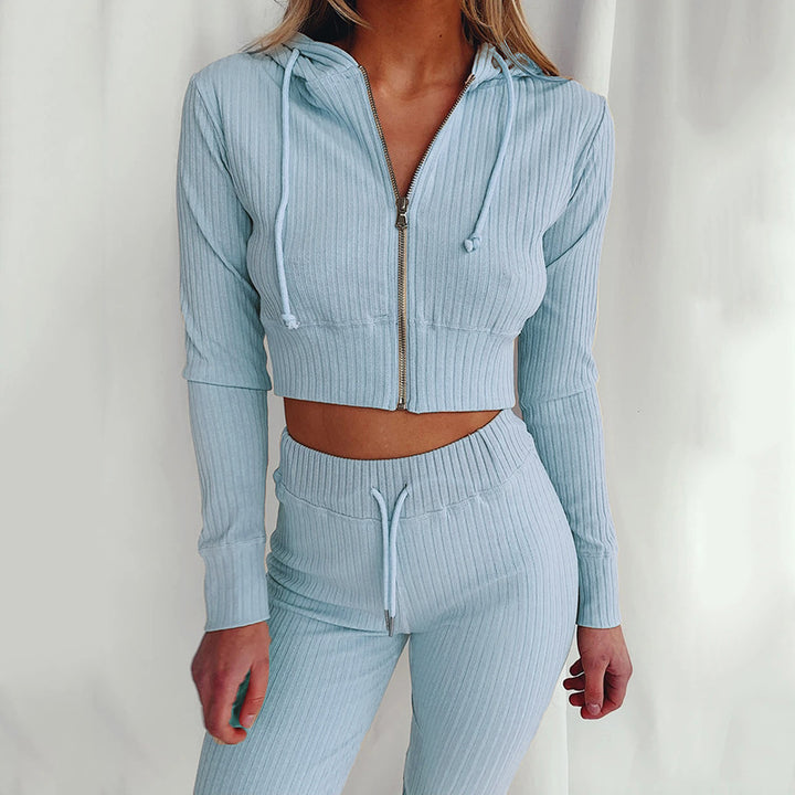 Kvinnors Sportiga Crop Top och Leggings Set Mirla-Eva Jonsson