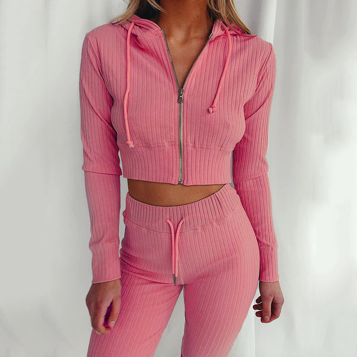 Kvinnors Sportiga Crop Top och Leggings Set Mirla-Eva Jonsson