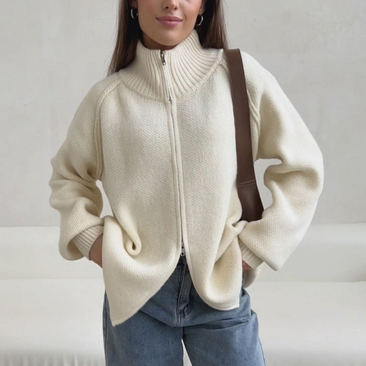 Kvinnors Stående Krage Cardigan med Dragkedja Mirla-Eva Jonsson