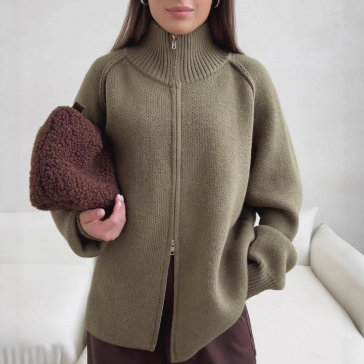 Kvinnors Stående Krage Cardigan med Dragkedja Mirla-Eva Jonsson