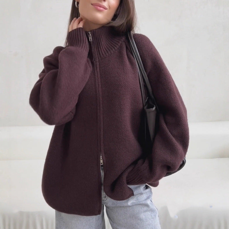 Kvinnors Stående Krage Cardigan med Dragkedja Mirla-Eva Jonsson