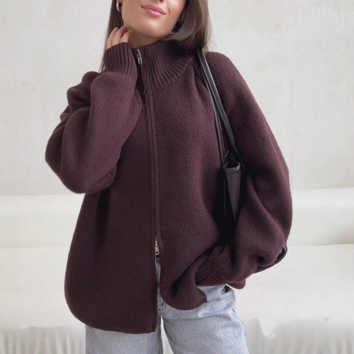 Kvinnors Stående Krage Cardigan med Dragkedja Mirla-Eva Jonsson