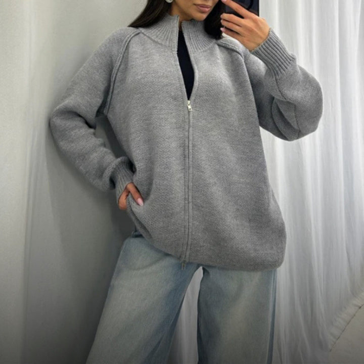 Kvinnors Stående Krage Cardigan med Dragkedja Mirla-Eva Jonsson