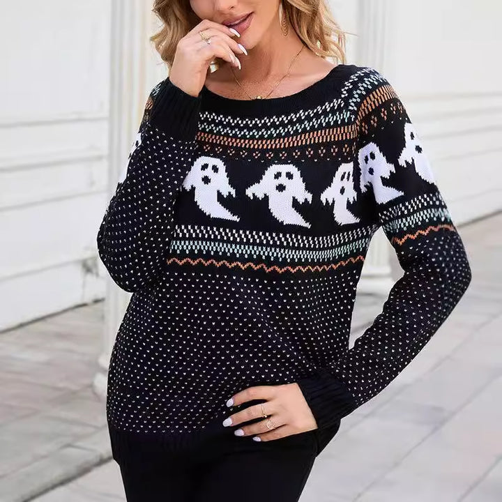 Kvinnors Stickad Tröja med Spökmotiv Mirla-Eva Jonsson