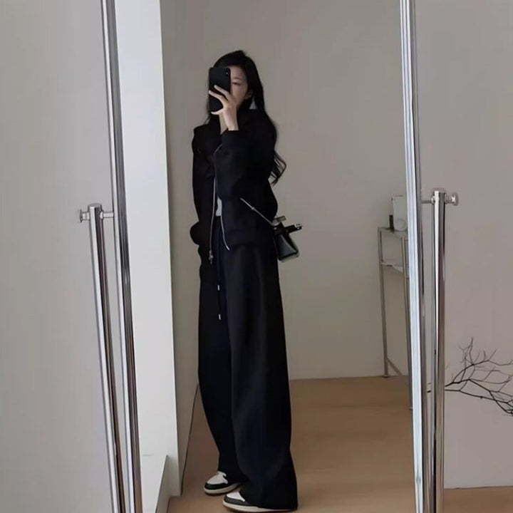 Kvinnors Stort Oversized Fritids Hoodie Set med Djup Urringning och Avslappnade Byxor Mirla-Eva Jonsson