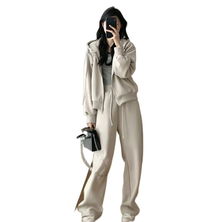 Kvinnors Stort Oversized Fritids Hoodie Set med Djup Urringning och Avslappnade Byxor Mirla-Eva Jonsson