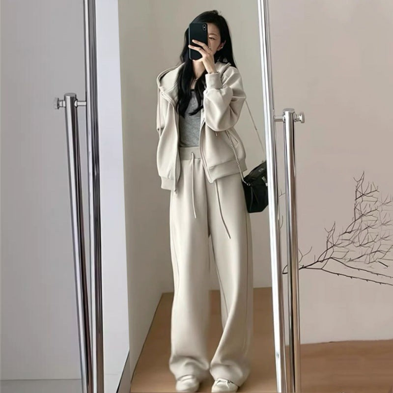 Kvinnors Stort Oversized Fritids Hoodie Set med Djup Urringning och Avslappnade Byxor Mirla-Eva Jonsson