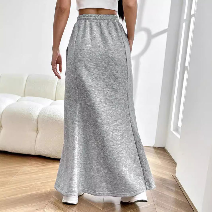 Kvinnors Sweat Maxi Kjol med Elastisk Midja och Praktiska Fickor Mirla-Eva Jonsson