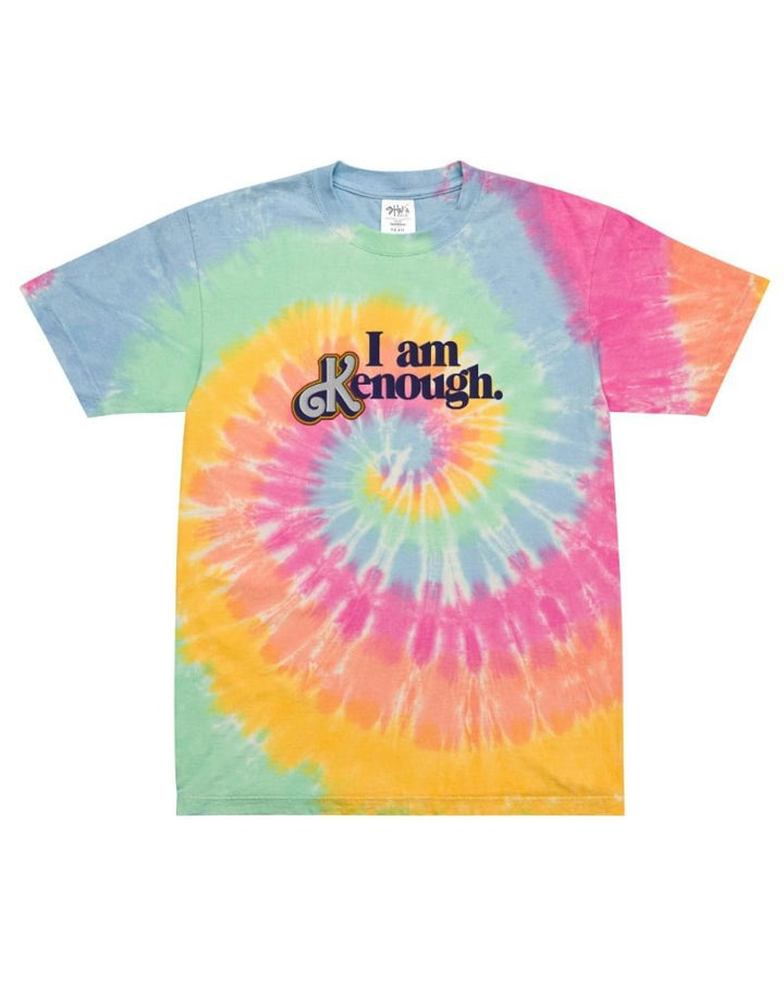 Kvinnors T-shirt med färgglad tie-dye design och inspirerande text Mirla-Eva Jonsson