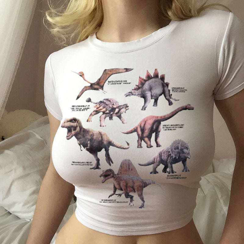 Kvinnors T-shirt med kreativ dinosaurdesign Mirla-Eva Jonsson