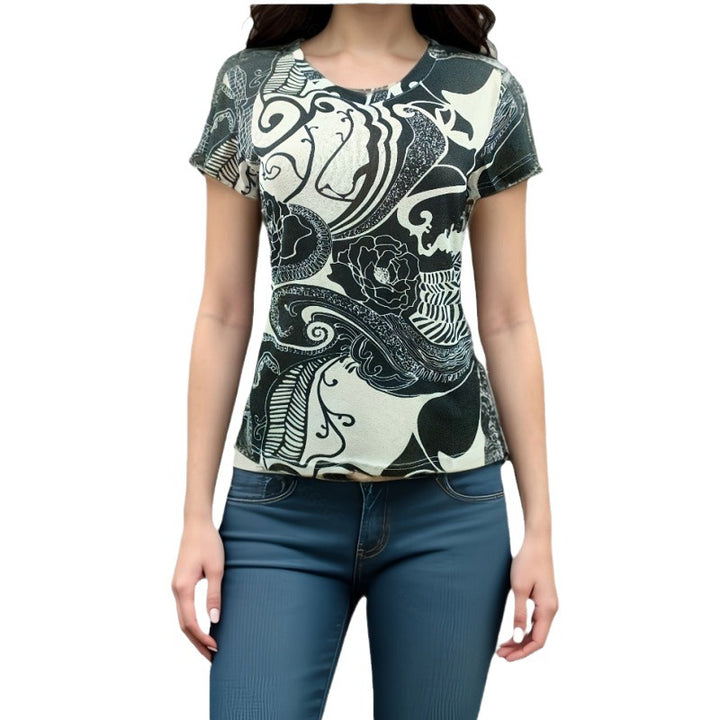 Kvinnors T-shirt med kreativ läppdesign och avslappnad passform Mirla-Eva Jonsson