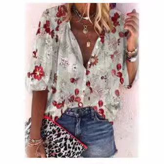 Kvinnors Transparent Blus med Blommig Brodyr och Oversized Skärning-Eva Jonsson