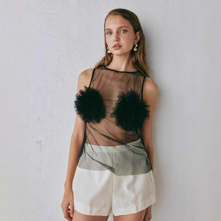 Kvinnors Transparent Blus med Voluminösa Rynkor Mirla-Eva Jonsson