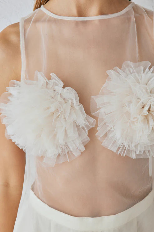 Kvinnors Transparent Blus med Voluminösa Rynkor Mirla-Eva Jonsson