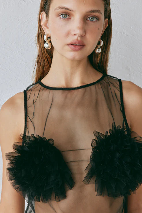 Kvinnors Transparent Blus med Voluminösa Rynkor Mirla-Eva Jonsson