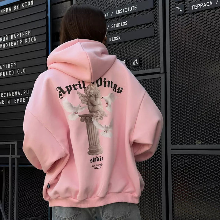 Kvinnors Urban Hoodie med Exklusiv Grafisk Design Mirla-Eva Jonsson